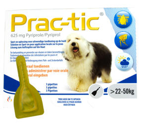 Prac-Tic Vlooiendruppels Hond 3 pipetten (22 tot 50 kg) Prac-Tic Vlooiendruppels Hond 3 pipetten (22 tot 50 kg)