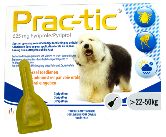 Prac-Tic Vlooiendruppels Hond 3 pipetten (22 tot 50 kg) Prac-Tic Vlooiendruppels Hond 3 pipetten (22 tot 50 kg)