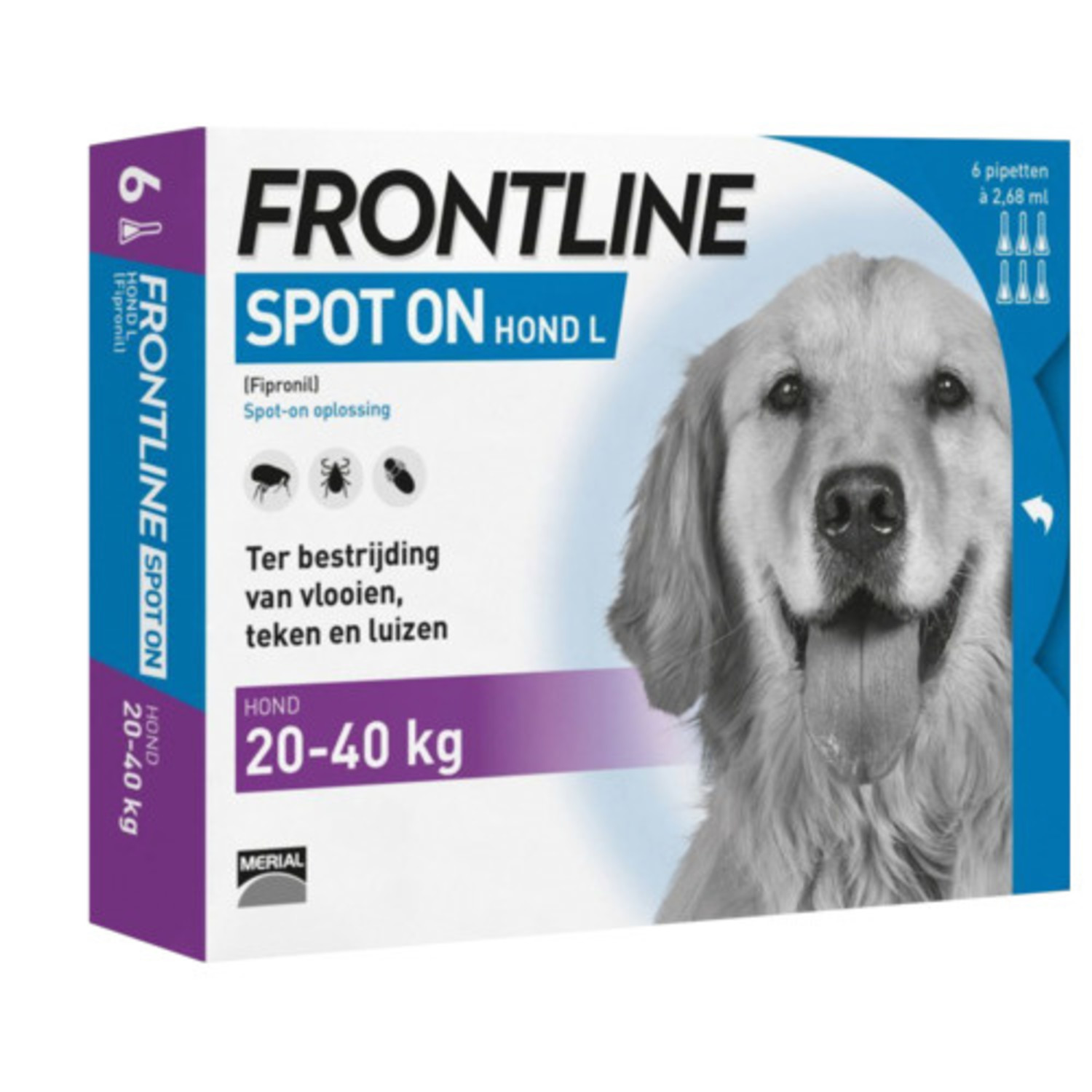 Kwaadaardige tumor hoog botsing Frontline Spot On Hond L (20 tot 40 kg) 6 pipetten - Agridiscounter