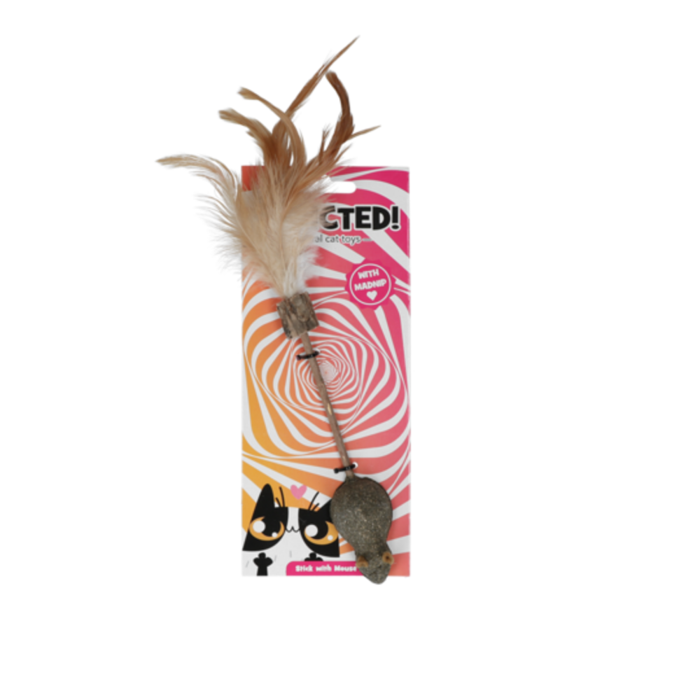 Addicted Speelstokje met muis & veren Addicted Speelstokje met muis & veren