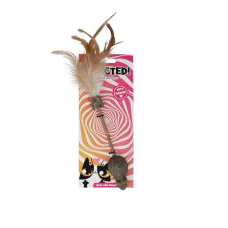 Addicted Speelstokje met muis & veren Addicted Speelstokje met muis & veren