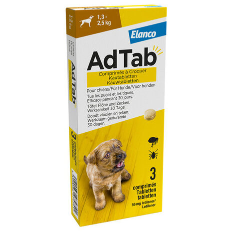 adtab kauwtablet voor honden 1,3 - -2,5 kg 3 stuks adtab kauwtablet voor honden 1,3 - -2,5 kg 3 stuks