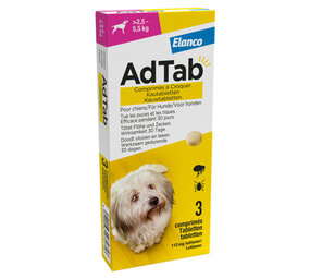 adtab kauwtablet voor honden 2,5 - 5,5 kg 3 stuks adtab kauwtablet voor honden 2,5 - 5,5 kg 3 stuks