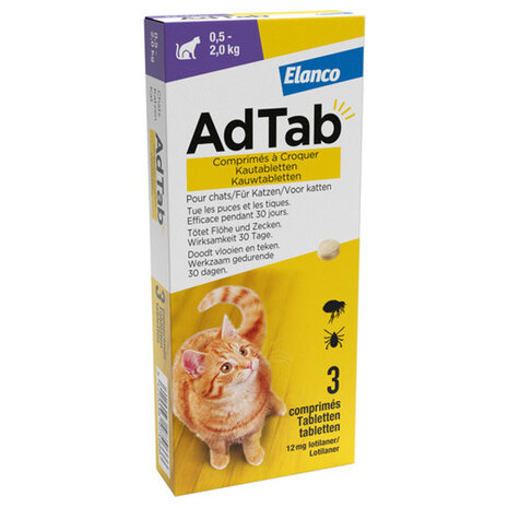 adtab Kauwtablet voor katten 0,5 - 2,0 kg 3 tab adtab Kauwtablet voor katten 0,5 - 2,0 kg 3 tab