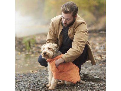 Greenfields Cape Towel - Badjas van microvezel voor honden - Om je hond snel af te drogen - Oranje - 50x50cm