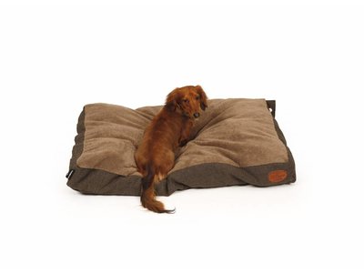 Extra zacht en stijlvol Box Hondenkussen Herringbone - 51 Degrees North - in Bruin/Zwart 100x70cm