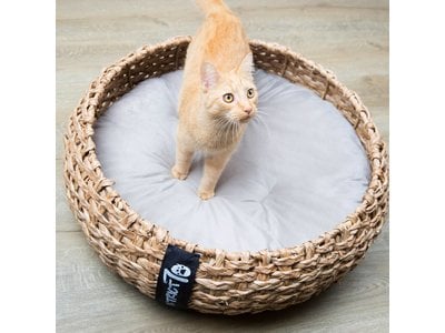 Kattenmand van Luxe, Duurzaam Hoogwaardig Riet met zacht uitneembaar kussentje- District 70 - Maten S/M/L