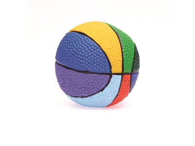 Regenboog speelgoedbal met zachte pieper- Lanco - 10 cm