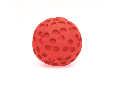 Hondenspeelgoed met kauwstructuur en zachte pieper - Lanco Rode Bal Medium 10cm