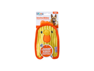 Stevige knuffel voor kleine honden met Speciale Onverwoestbare Pieper - Outward Hound Invincibles - Chicky Geel / Penguin Blauw of Puppy Bruin