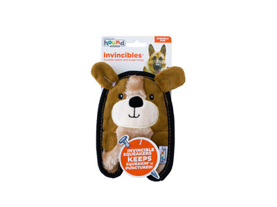 Stevige knuffel voor kleine honden met Speciale Onverwoestbare Pieper - Outward Hound Invincibles - Chicky Geel / Penguin Blauw of Puppy Bruin