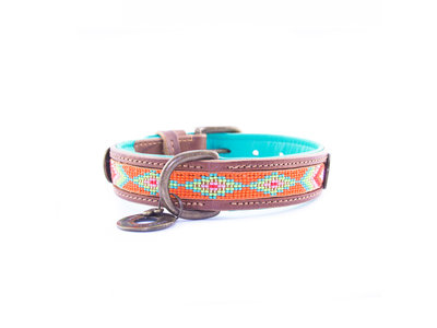 Leren hondenhalsband met kraalpatroon - Dog with a Mission Tiger Lilly - in XXS tot XXL