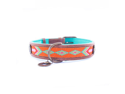Leren hondenhalsband met kraalpatroon - Dog with a Mission Tiger Lilly - in XXS tot XXL