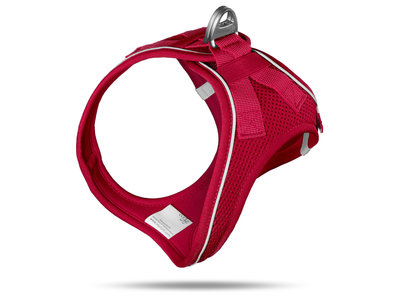 Zelfsluitend, Lichtgewicht Comfortabel Instap Honden Tuigje - Curli Air-Mesh in zwart en rood XXS tot L