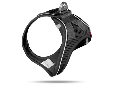 Zelfsluitend, Lichtgewicht Comfortabel Instap Honden Tuigje - Curli Air-Mesh in zwart en rood XXS tot L