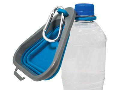 Kurgo Mash & Stash - Opvouwbare / inklapbare drinkbak voor onderweg - Blauw - S / M / L