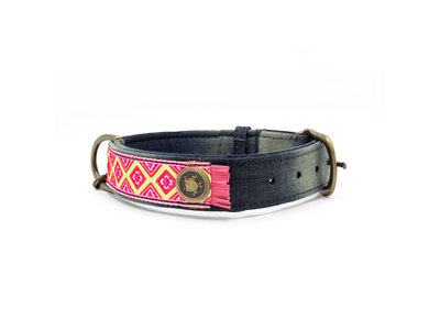 Vegan hondenhalsband Sandy Moon met stoer denim