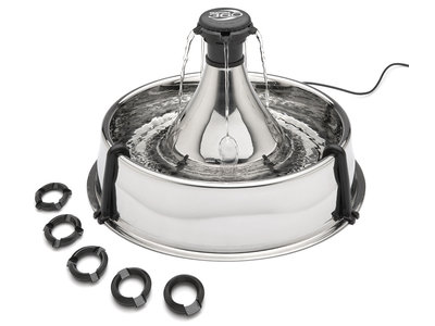 PetSafe Drinkwell® 360 Stainless Steel Pet Fountain - RVS drinkfontein voor katten en honden - Met max. 5 vrijvallende waterstromen - Rond design, van alle kanten bereikbaar - 3,8 liter