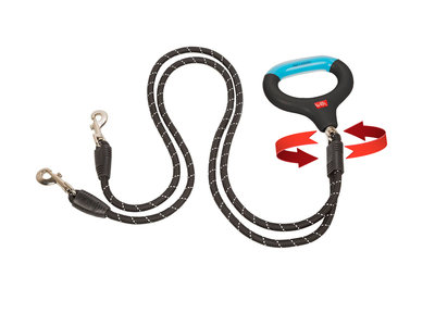 Wigzi Dual Doggie Gel Leash- Dubbele Hondenriem met anti-knoop - Small, Medium/ Large - Gel handvat