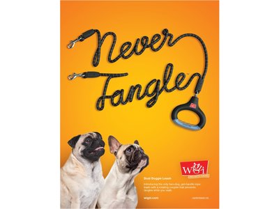 Wigzi Dual Doggie Gel Leash- Dubbele Hondenriem met anti-knoop - Small, Medium/ Large - Gel handvat