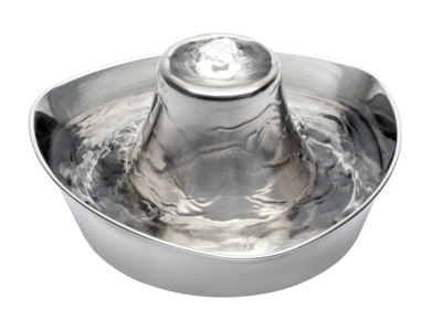PetSafe® Seaside Stainless Steel Pet Fountain - RVS drinkfontein voor katten en kleine honden - Water borrelt zacht over de toren - Door het design van alle kanten bereikbaar - 1,8 liter
