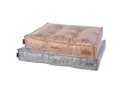 Scruffs Knightsbridge - Stijvol eco-leren hondenkussen - in bruin en grijs - maat medium en large