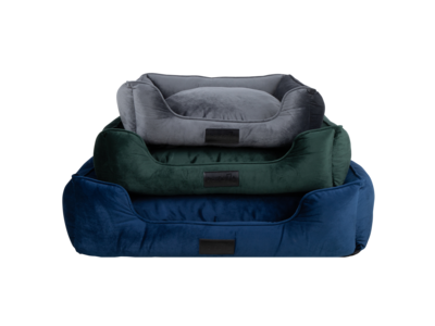 Luxe Velours Hondenmand - District 70 VELURO met afneembare en wasbare hoes - in Grijs, Groen of Blauw in S/M/L