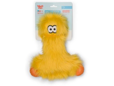 West Paw Rowdies™ Lewis - Duurzaam Pluche Hondenspeelgoed - Sterke Knuffel in Roze, Groen en Geel