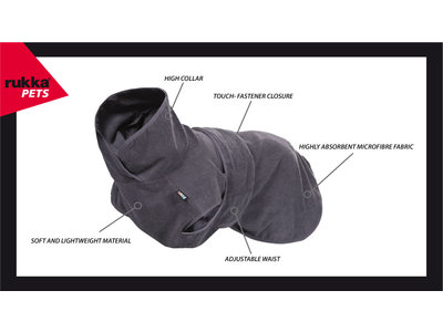 RukkaPets - Badjas voor honden van Microvezel - Sterk absorberend en lichtgewicht - Verkrijgbaar in XS, S, M, L, XL