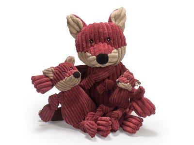 HuggleHounds Sly Fox Knottie™ – Hondenspeelgoed Vos – XS/S/L – Hondenknuffel met Tuffut Technology® - Machine wasbaar