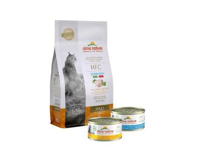 Almo Nature HFC Maandpakket - 1x HFC Droogvoer Adult Sterilised Kip 1,2 kg + 24x HFC Natvoer Tonijn 70g + 24x HFC Natvoer Kipfilet 70g