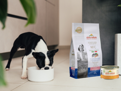Almo Nature HFC Puppy pakket voor middelgrote hondenrassen - 1x HFC Droogvoor Puppy Zeebaars & Zeebrasem 1,2kg + 24x HFC Natvoer Puppy kip 95g