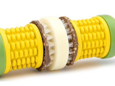 Busy Buddy Corn - Kauwspeelgoed voor honden - Voor een gezond gebit - Vulbaar met rawhide traktatie ringen - Verkrijgbaar in 2 maten