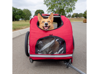 PetSafe Happy Ride™ Aluminium Dog Bicycle Trailer - Hondenfietskar - Lichtgewicht - Medium in de kleur Rood - Large in de kleur Blauw
