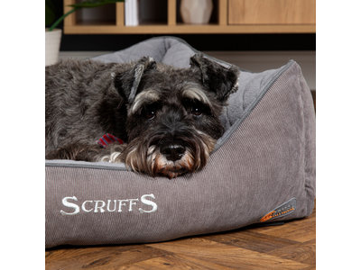 Scruffs Thermal Box Bed - Warme Hondenmand voor Koude Dagen met Superzachte Fleece hoes - S/M/L/XL in Grijs, Bruin of Zwart