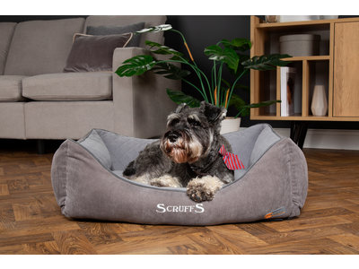 Scruffs Thermal Box Bed - Warme Hondenmand voor Koude Dagen met Superzachte Fleece hoes - S/M/L/XL in Grijs, Bruin of Zwart