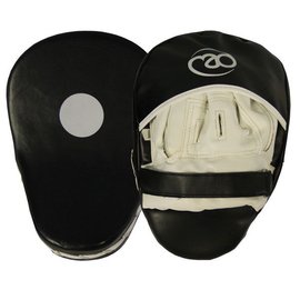 FITNESS MAD Curved Synthetic Leather Focus Pads Gebogen Hook & Jab pad synthetisch leer Zwart Wit