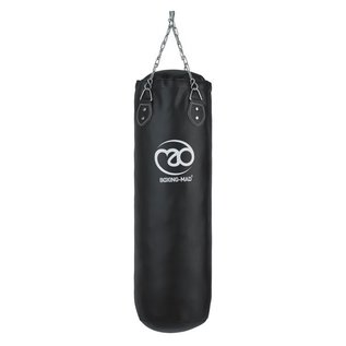 FITNESS MAD PVC Punch Bag 90cm x 30cm (21kg) bokszak swivel hoogwaardige 4 punts ketting Zwart