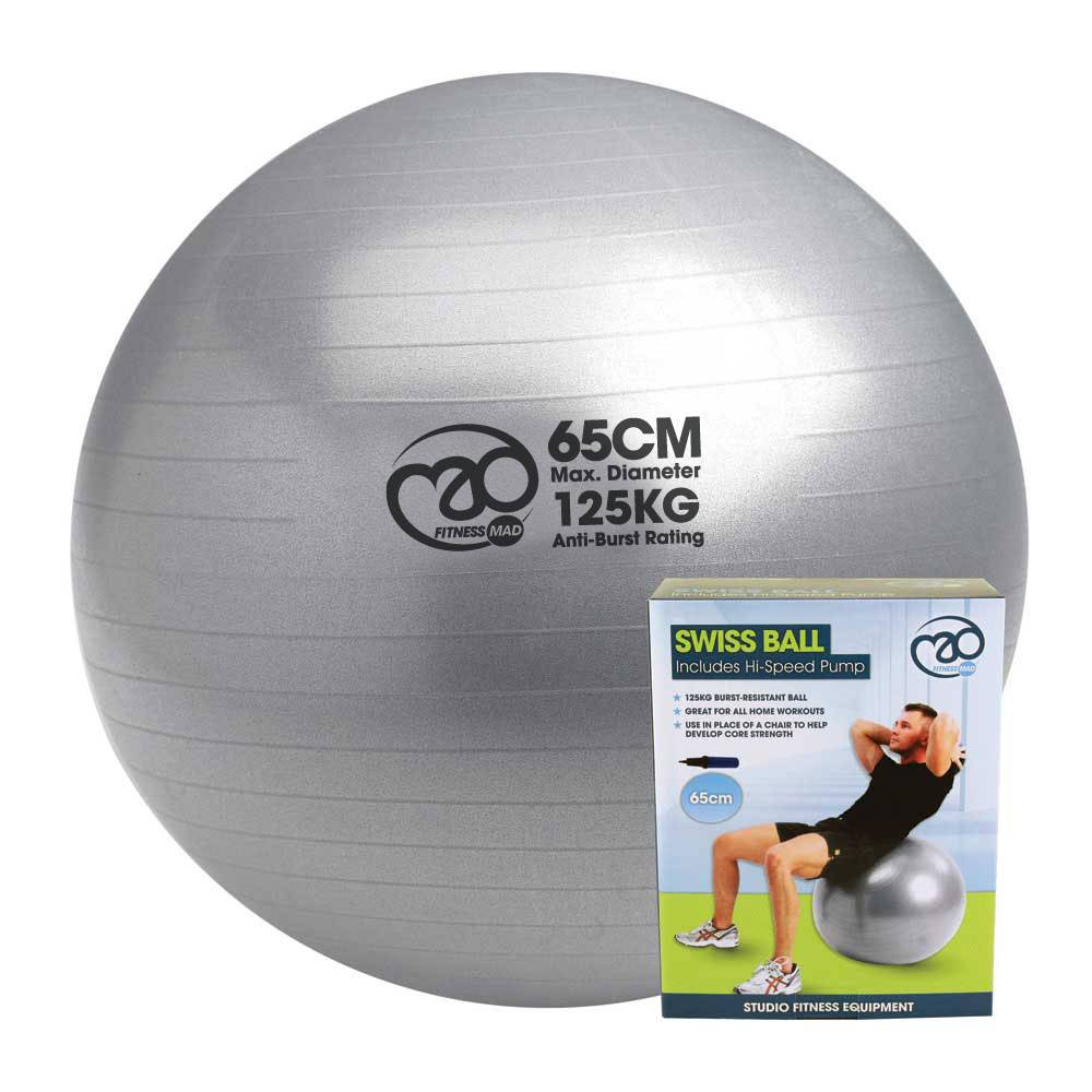 Swiss Ball avec pompe 125kg 65 cm (1,0 kg) gris - Fitnessboetiek