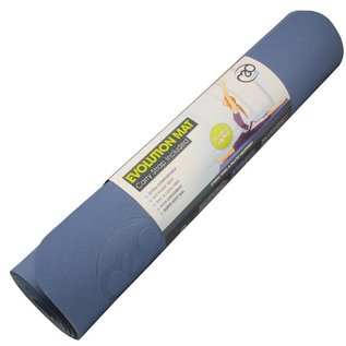 FITNESS MAD Evolution Yoga Mat 183 x 61 x 0.4 cm (1kg) super soft hygienisch TPE draagriem tweekleurig Blauw Grijs