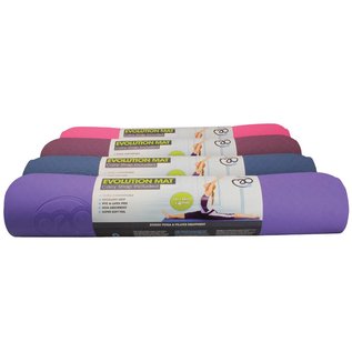 FITNESS MAD Evolution Yoga Mat 183 x 61 x 0.4 cm (1kg) super soft hygienisch TPE draagriem tweekleurig Aubergine Paars Grijs