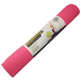 FITNESS MAD Evolution Yoga Mat Fitnessmat 4 mm 183 x 61 cm (1kg) TPE draagriem tweekleurig Roze Grijs