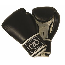 FITNESS MAD Leather sparring gloves Kick- Bokshandschoenen Leer 8oz Zwart Wit