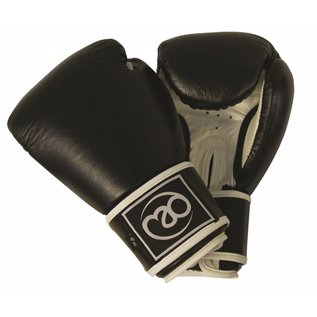 FITNESS MAD Leather Pro sparring gloves 16oz Black white