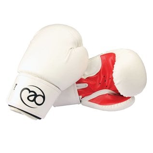 FITNESS MAD Womens fit Synthetic Leather Sparring Gloves 8oz White red