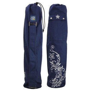 FITNESS MAD Sac pour tapis de Yoga Wildflower 63 x 14.5cm 100% coton bleu