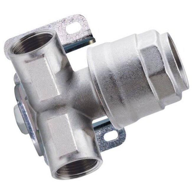 KOPPELING MET WANDSTEUN | Ø 20 mm t/m 25 mm | 2-WEG KNIE 1/2"