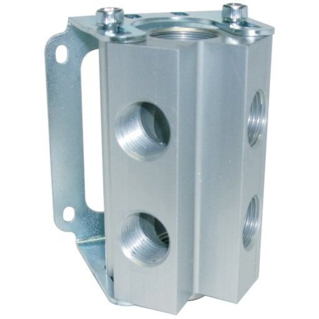 VERDEELBLOK MET WANDSTEUN | IN 1/2" | 3/4" - UIT 4 x 1/2"