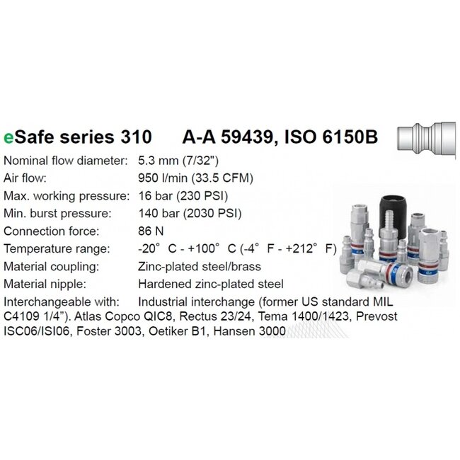 ISO 6150B06 PROFIEL DN5.3 | Snelkoppeling 310 eSafe met Slangpilaar