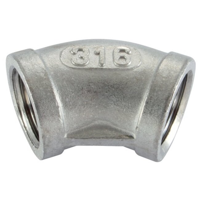 RVS FITWERK - RVS AISI-316 - KNIE 45° - BSP FEMALE